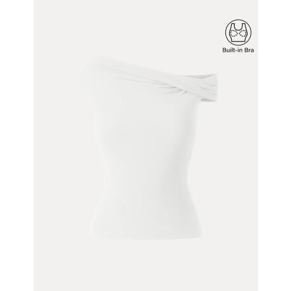 Brand New OGL Women's Size Small White One Shoulder Skin Kiss Blouse Top - Picture 3 of 7
